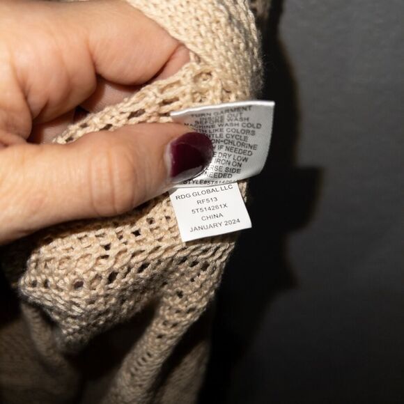 New Freshman 1996‎ Beige Crochet Maxi Dress Size Large - Picture 5 of 8